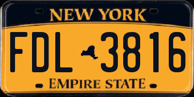 NY license plate FDL3816