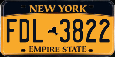 NY license plate FDL3822