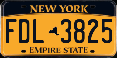NY license plate FDL3825