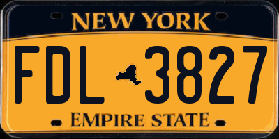 NY license plate FDL3827