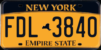 NY license plate FDL3840