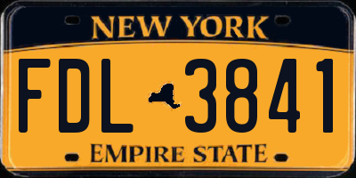NY license plate FDL3841