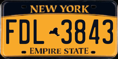 NY license plate FDL3843