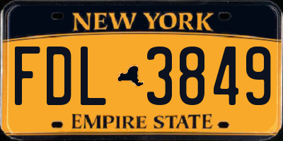 NY license plate FDL3849