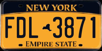 NY license plate FDL3871