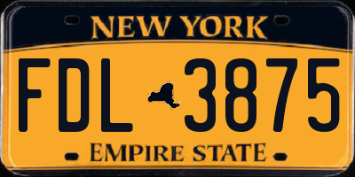 NY license plate FDL3875