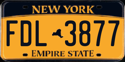 NY license plate FDL3877