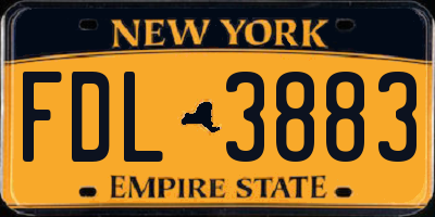 NY license plate FDL3883