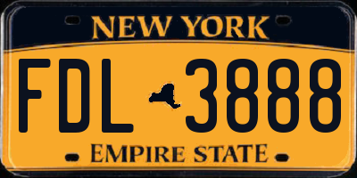 NY license plate FDL3888