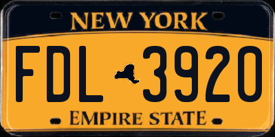 NY license plate FDL3920