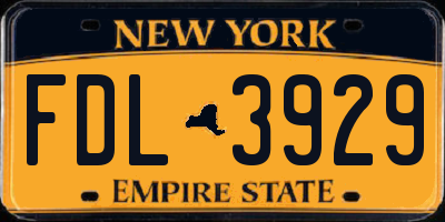 NY license plate FDL3929