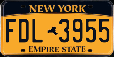 NY license plate FDL3955