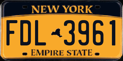 NY license plate FDL3961