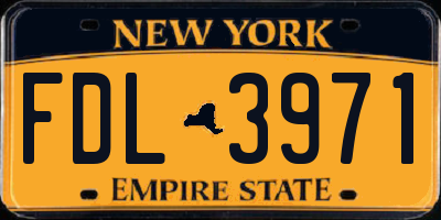 NY license plate FDL3971