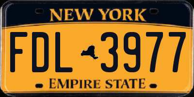NY license plate FDL3977