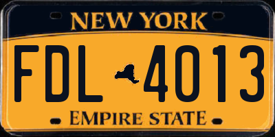 NY license plate FDL4013