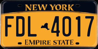 NY license plate FDL4017