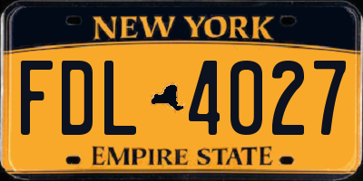 NY license plate FDL4027