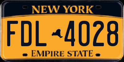 NY license plate FDL4028