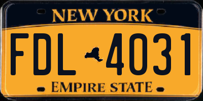 NY license plate FDL4031