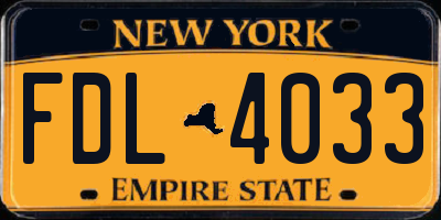 NY license plate FDL4033