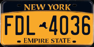 NY license plate FDL4036