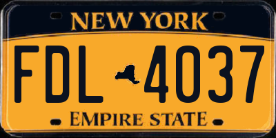 NY license plate FDL4037