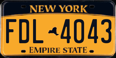 NY license plate FDL4043