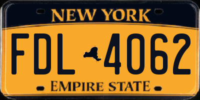 NY license plate FDL4062
