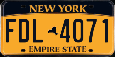 NY license plate FDL4071