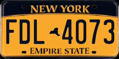 NY license plate FDL4073