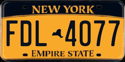 NY license plate FDL4077