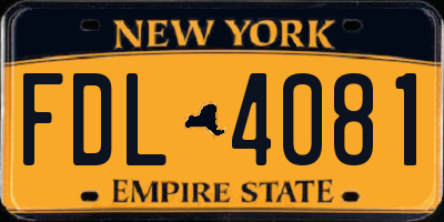 NY license plate FDL4081