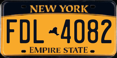 NY license plate FDL4082