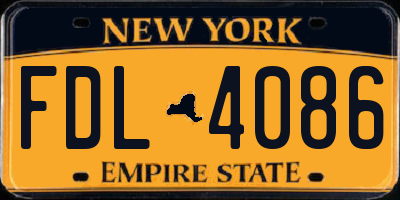 NY license plate FDL4086