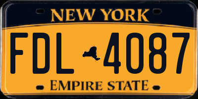 NY license plate FDL4087