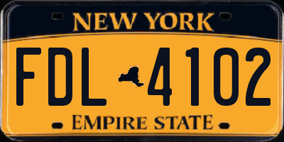 NY license plate FDL4102