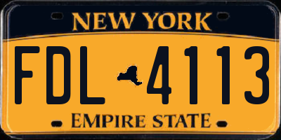 NY license plate FDL4113