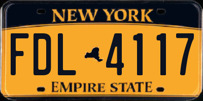 NY license plate FDL4117