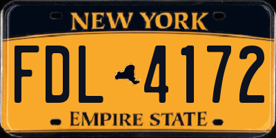 NY license plate FDL4172