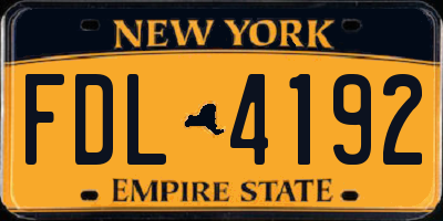 NY license plate FDL4192