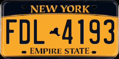 NY license plate FDL4193