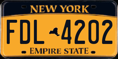 NY license plate FDL4202