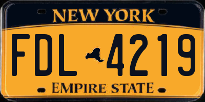 NY license plate FDL4219