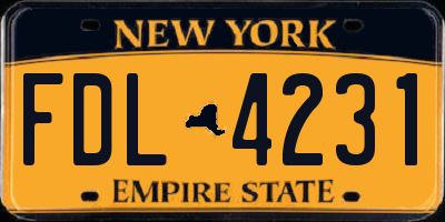 NY license plate FDL4231