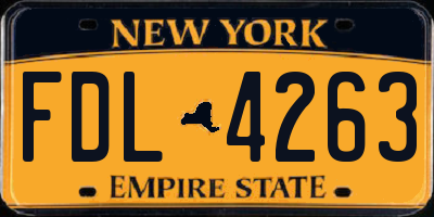 NY license plate FDL4263