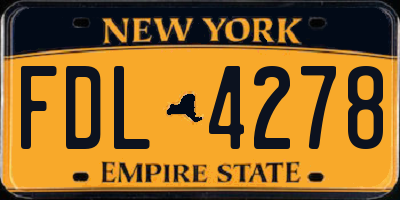 NY license plate FDL4278