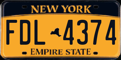 NY license plate FDL4374