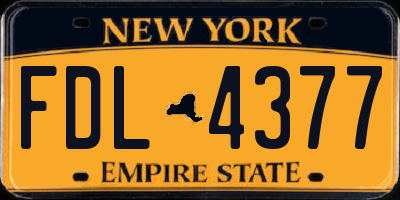 NY license plate FDL4377