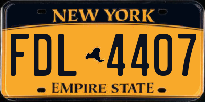 NY license plate FDL4407